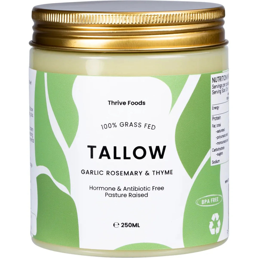 100% Grass Fed Tallow - Garlic, Rosemary & Thyme - 250ml - Love Low Carb