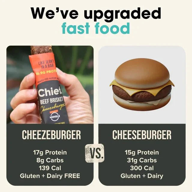 Beef Brisket Bar - Cheezeburger - Box of 12 - Love Low Carb