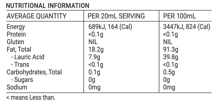 Flavour Free Organic Coconut Oil 325ml-Oil & Fats-Yo Keto