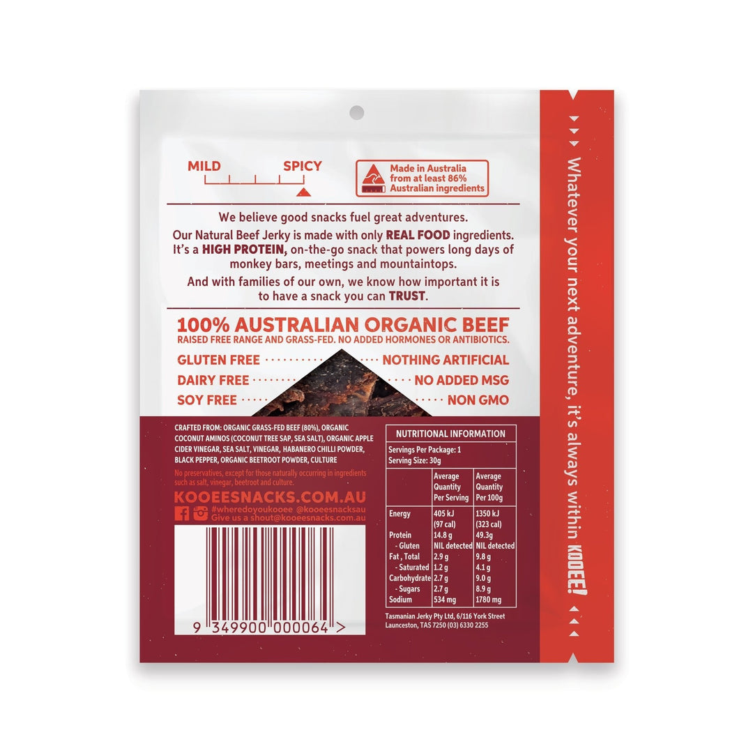 Grass Fed Beef Jerky - Habanero Chilli - 30g - Yo Keto