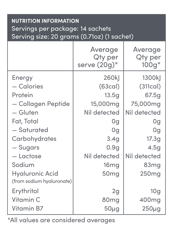 Unflavoured Premium Collagen Peptides - Sachets - 210g