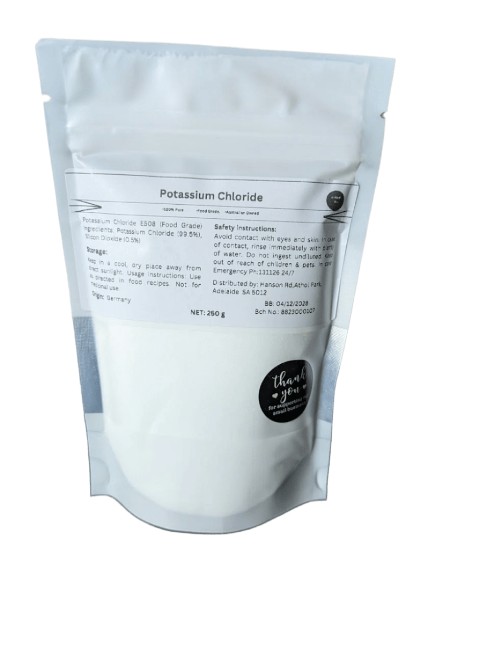 Potassium Chloride Powder - 250g - Love Low Carb