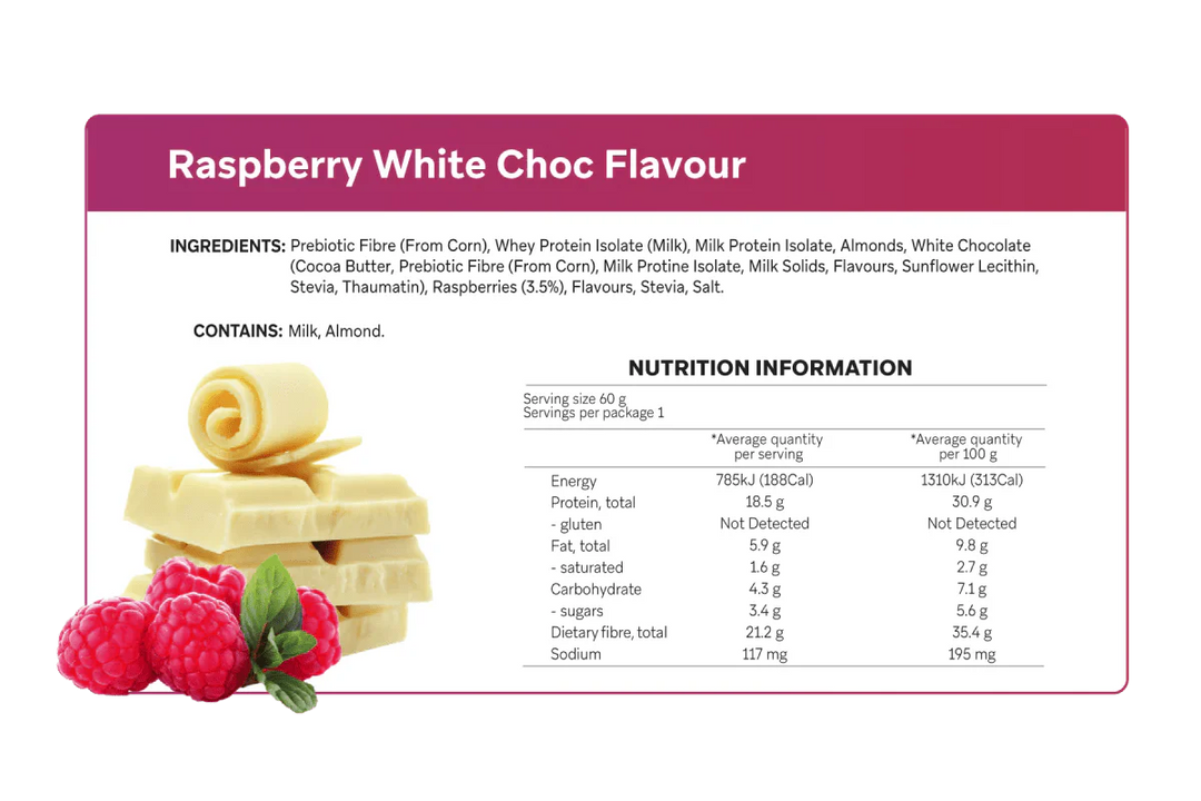 Raspberry White Chocolate Smart Protein Bar x 12 - Yo Keto