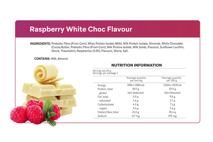 Raspberry White Chocolate Smart Protein Bar x 12 - Yo Keto