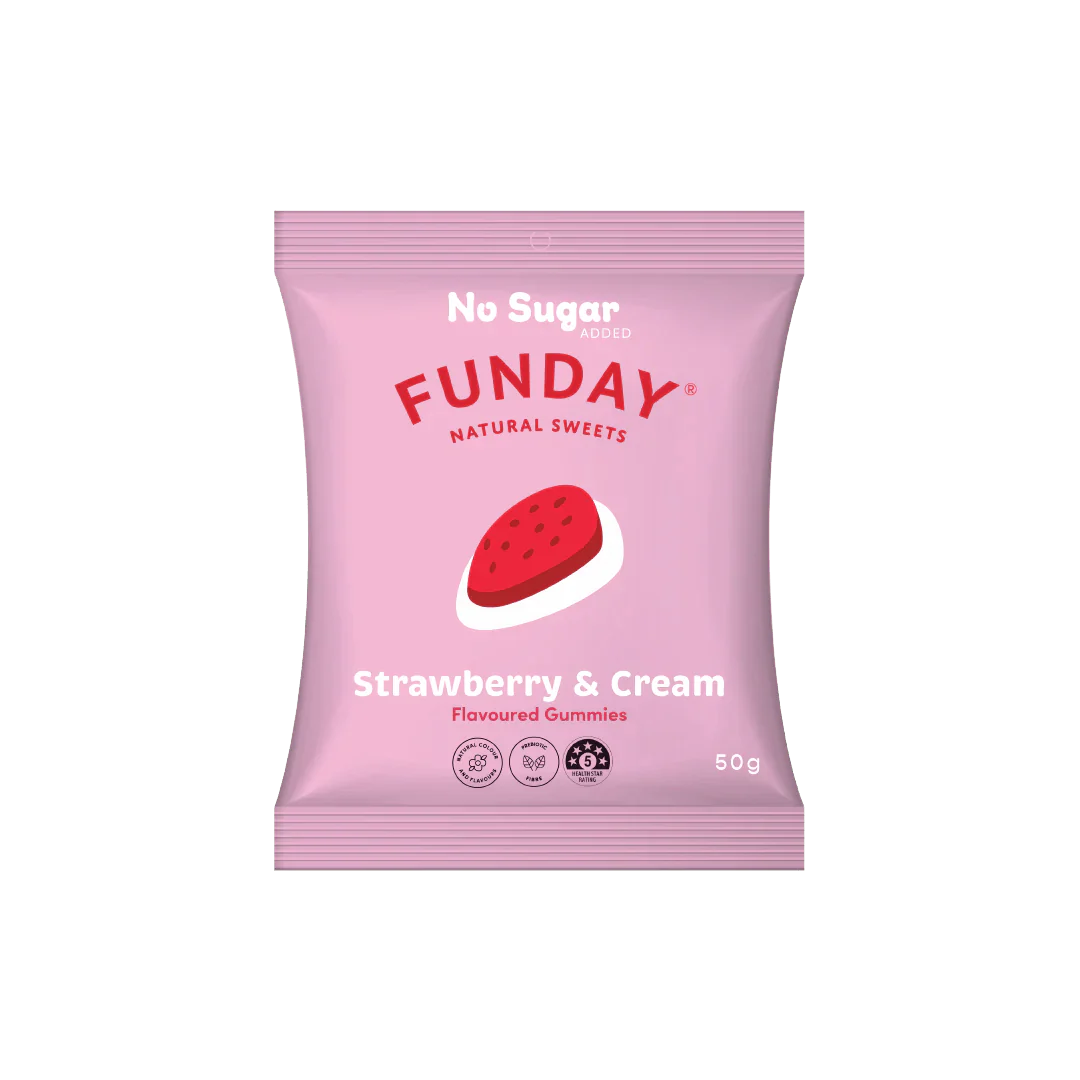 Funday No Sugar Strawberry & Cream Gummies | 50g