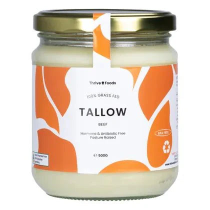 100% Grass Fed Tallow - 500ml in jar by Thrive Tallow, hormone and antibiotic free, from pasture raised beef.