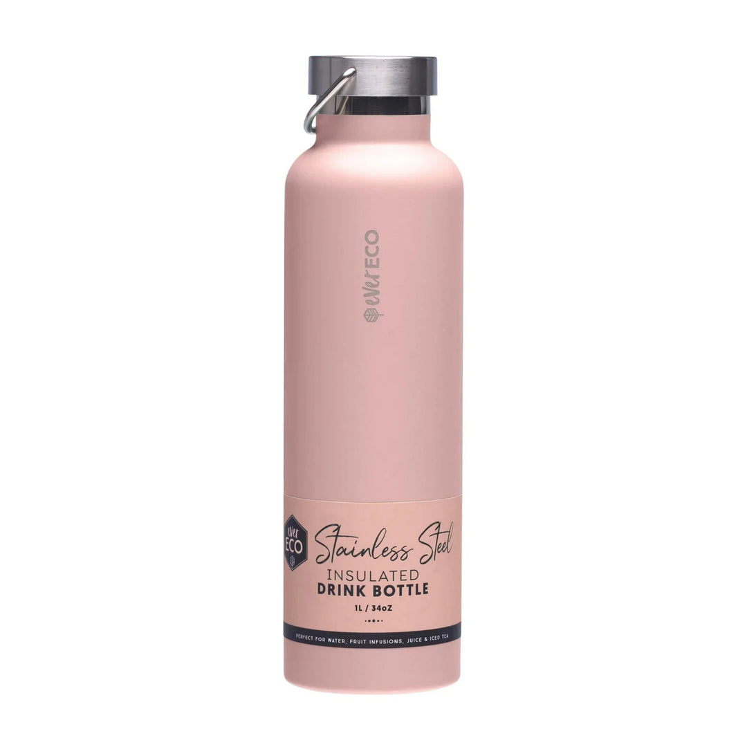 1L Insulated Stainless Steel Bottle - Rose - Love Low Carb