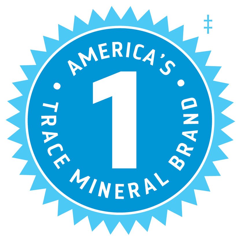 Blue badge stating America's Number 1 Trace Mineral Brand for 40,000 Volts - Electrolyte Concentrate - 237ml by Trace Minerals
