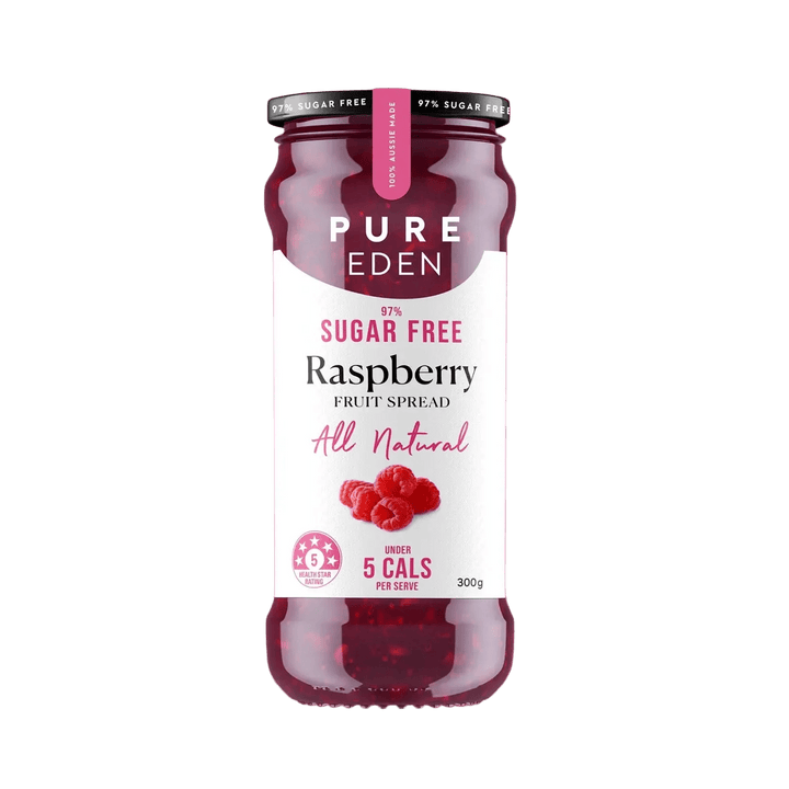 Pure Eden 97% Sugar Free Raspberry Fruit Spread - 300g jar from Keto Jam and Low Carb collections.