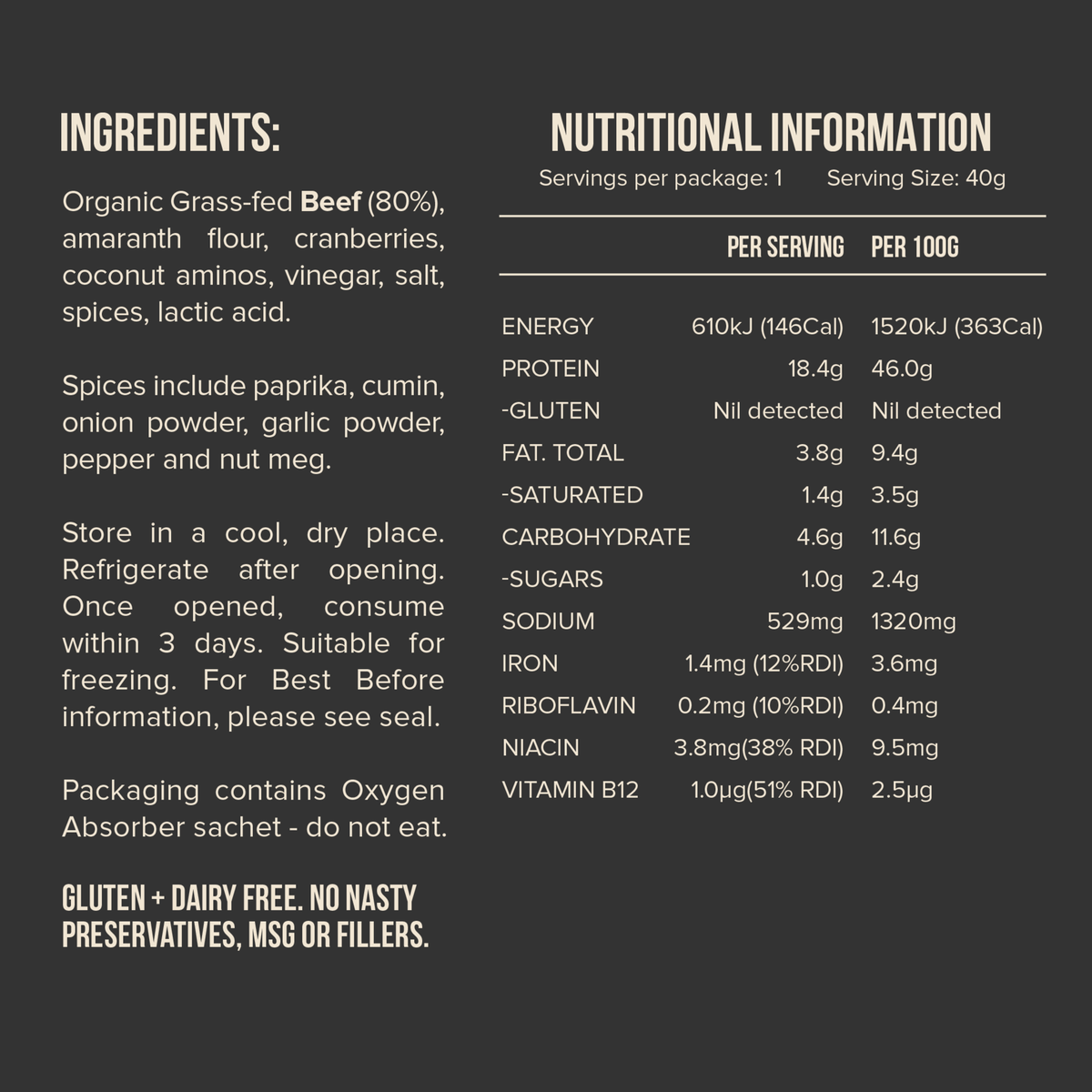 Beef Brisket Bar - Traditional by Chief with organic grass-fed beef, Keto-friendly, low carb, and no gluten or dairy.