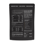 Back of the Switch Nutrition Whey Protein Isolate Perform Vanilla 750 g pouch with directions, nutrition information and ingredients