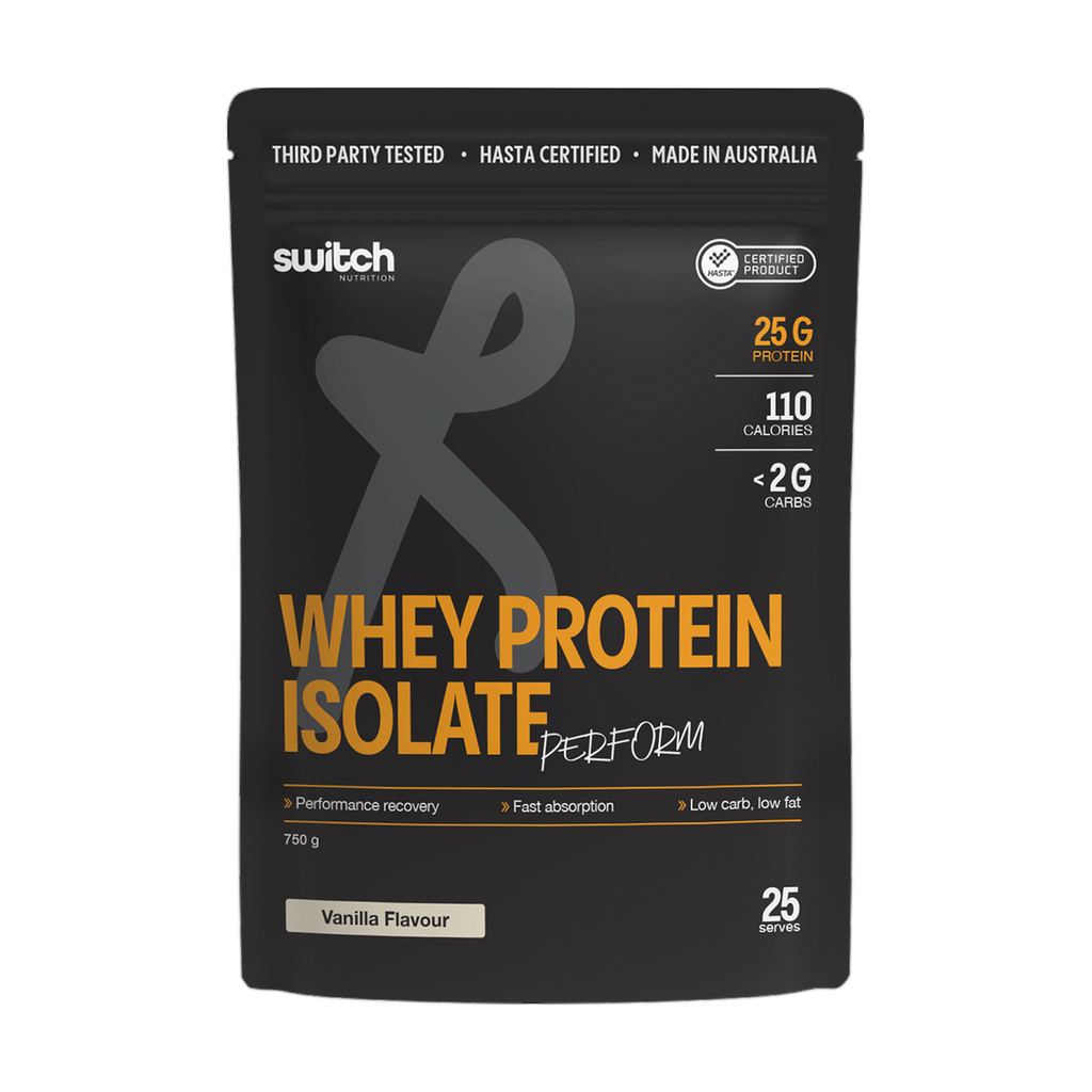 Front of the Switch Nutrition Whey Protein Isolate Perform Vanilla 750 g pouch