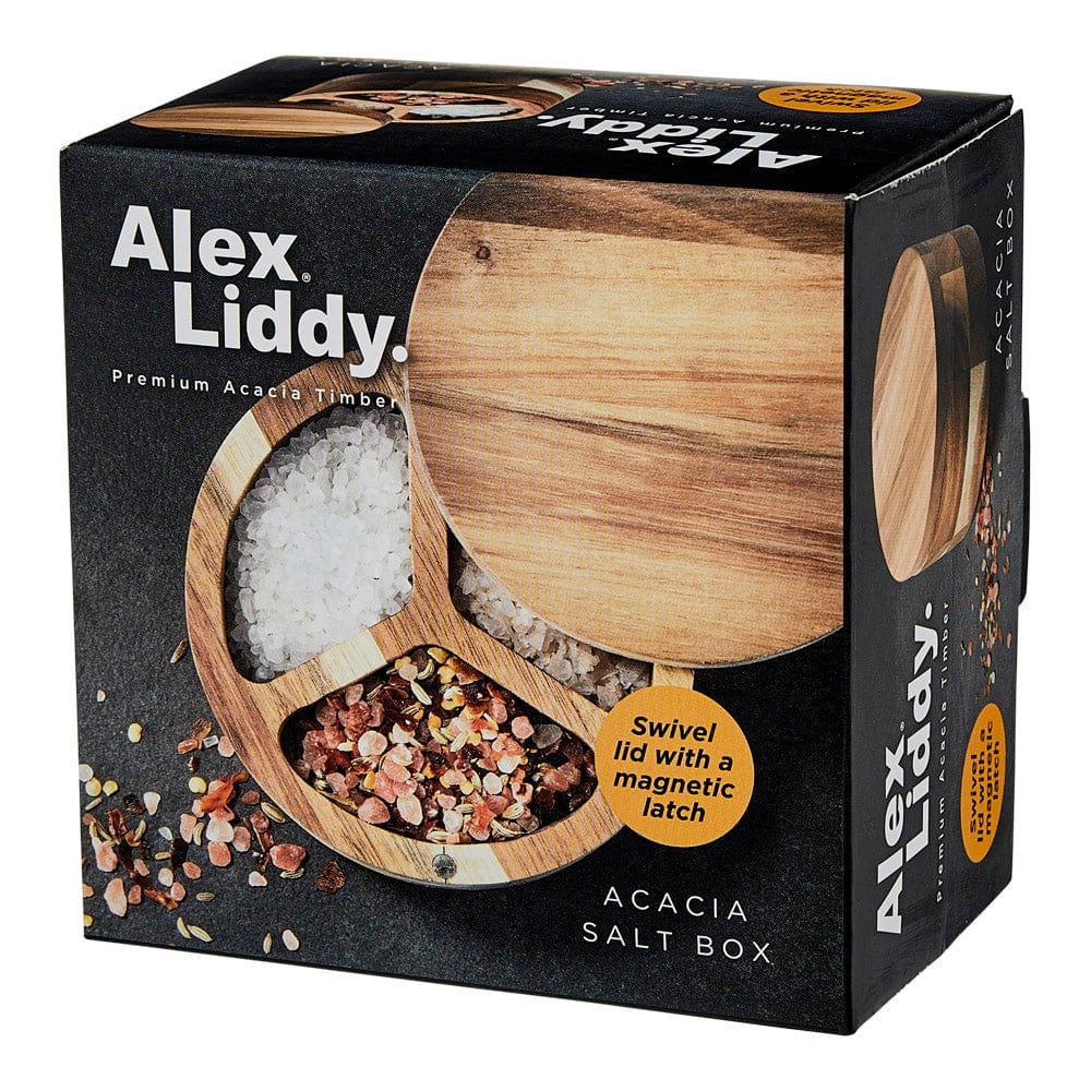 Acacia Wood Salt Box - 3 Chamber - Love Low Carb