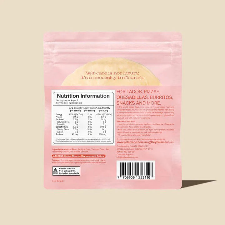 Almond Tortillas - 5 pack - 125g - Love Low Carb