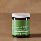 Aloe & Tallow After Sun Balm - 270ml in a brown jar with green label by Thrive Tallow on a neutral background