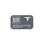 Bare Bones Beauty Beard Tallow Balm - 40ml in a black tin, natural beard and hair balm for men’s grooming.
