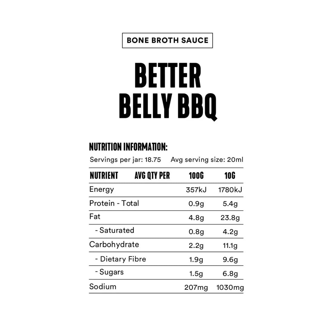 Better Belly BBQ - Bone Broth Sauce - 200ml Pouch - Love Low Carb