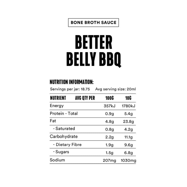 Better Belly BBQ - Bone Broth Sauce - 200ml Pouch - Love Low Carb