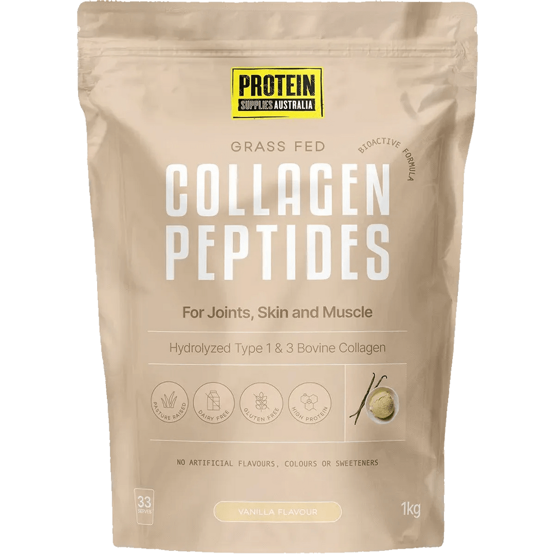 Grass Fed Collagen Peptides - Vanilla - 1kg by Protein Supplies Australia, premium collagen for joints and skin health.