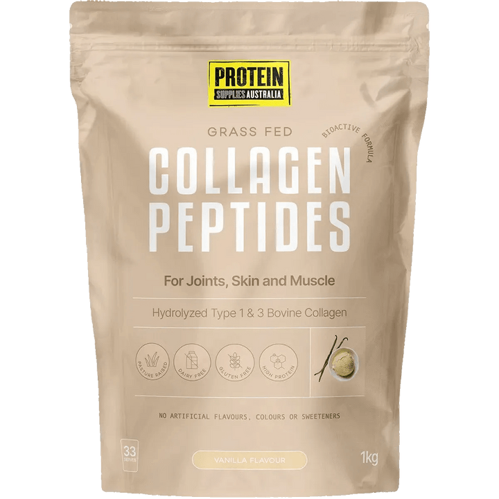 Grass Fed Collagen Peptides - Vanilla - 1kg by Protein Supplies Australia, premium collagen for joints and skin health.