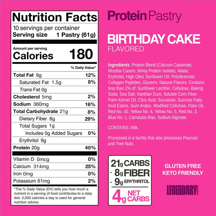 Birthday Cake Protein Pastry - 61g - Yo Keto