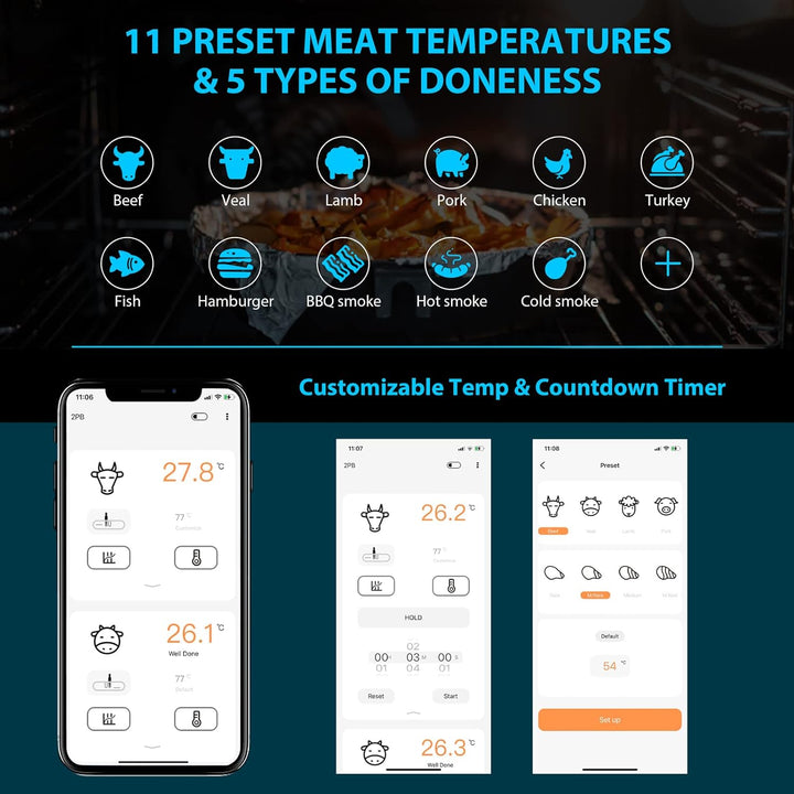 Bluetooth Digital Meat Thermometer With External Probes - Love Low Carb