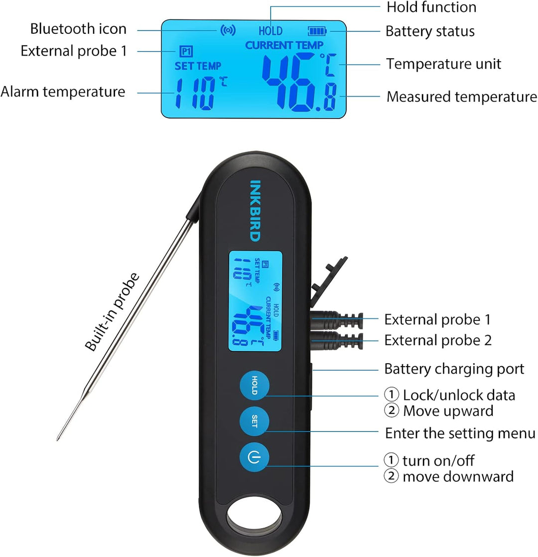 Bluetooth Digital Meat Thermometer With External Probes - Love Low Carb