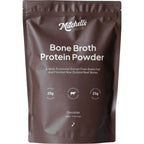 Bone Broth Protein Powder Chocolate - 500g pouch by Mitchells Nutrition with grass-fed beef extract and collagen.