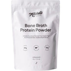 Bone Broth Protein Powder Unflavoured - 500g by Mitchells Nutrition in white resealable bag with nutrition details