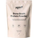 Mitchells Nutrition Bone Broth Protein Powder Vanilla - 500g in resealable beige pouch with nutrition highlights and branding visible