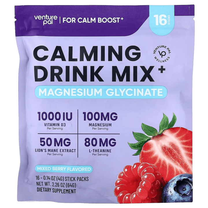Calming Drink Mix + Magnesium Glycinate - Mixed Berry Flavour - 16 Sticks