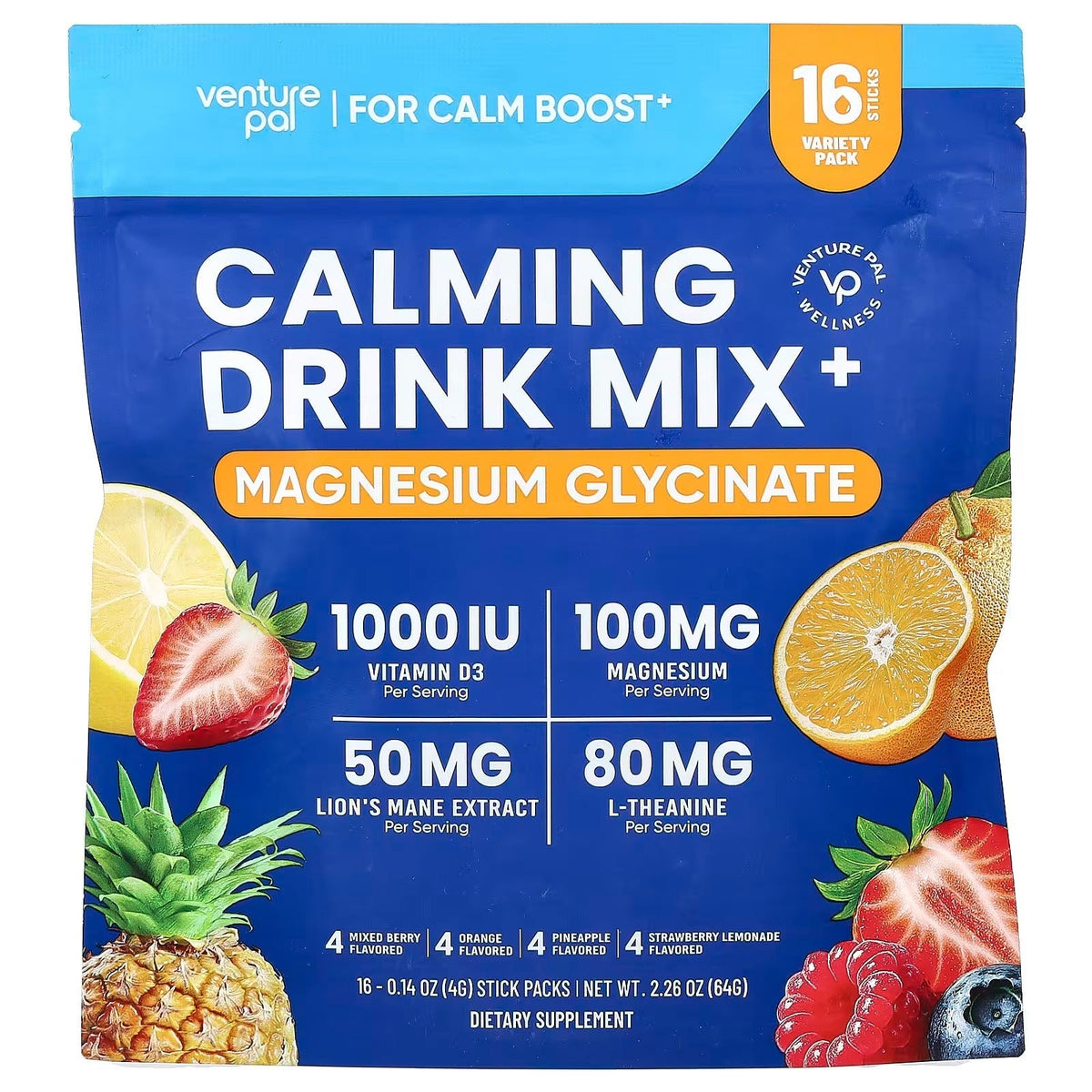 Magnesium Glycinate Drink Mix - Variety Pack - 16 Sticks
