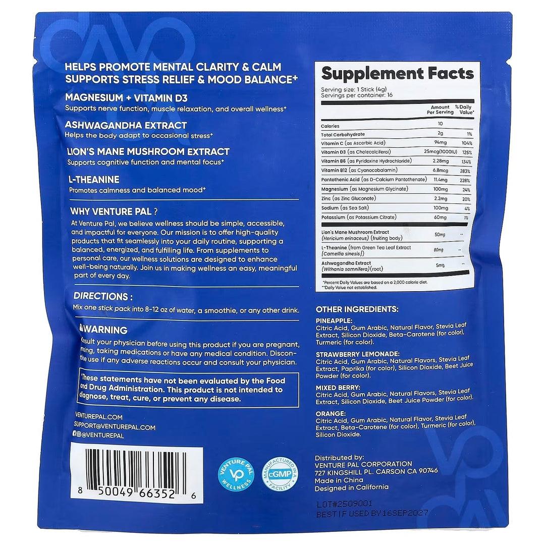 Calming Drink Mix + Magnesium Glycinate - Variety Pack - 16 Sticks