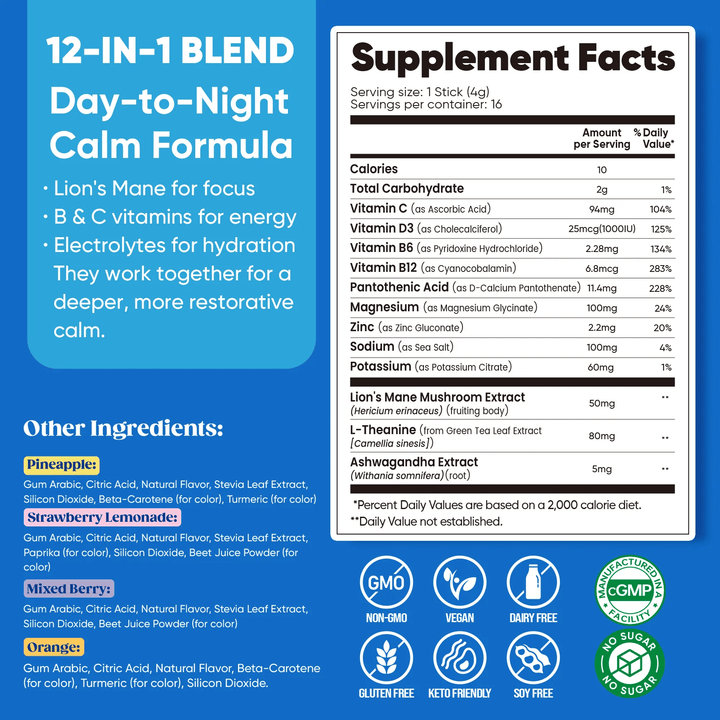 Calming Drink Mix + Magnesium Glycinate - Variety Pack - 16 Sticks