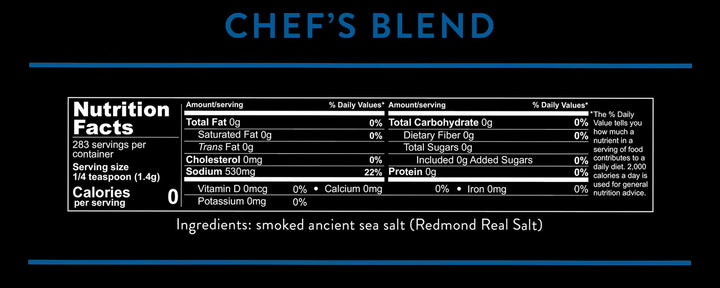 Chef's Blend Smoked Redmond Real Salt - 396g - Yo Keto