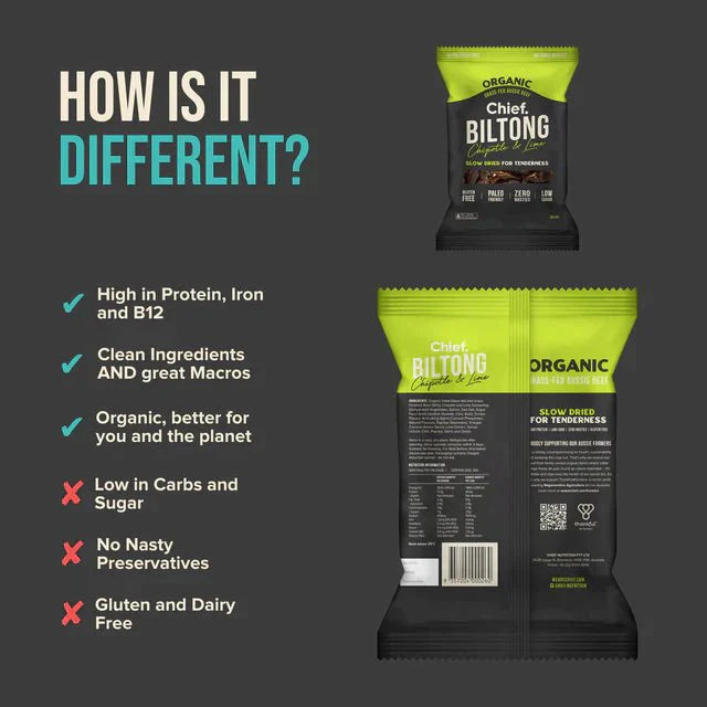 Chipotle & Lime Beef Biltong - 30g - Love Low Carb