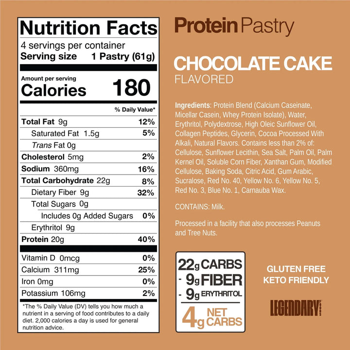 Chocolate Cake Protein Pastry - 61g - Yo Keto