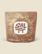 Cocoa Variety Electrolyte Drink Mix - 30 Sticks by SALTT in brown resealable pouch with white logo and storm graphic background