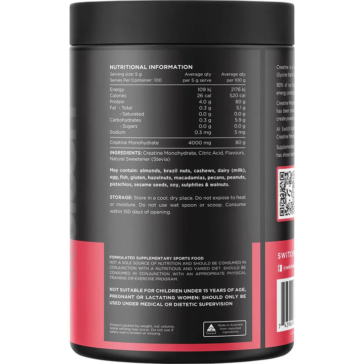 Creatine Monohydrate - Red Raspberry - 500g - Love Low Carb