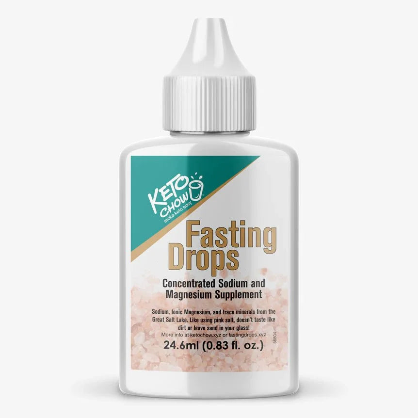 Keto Chow Fasting Drops - 24ml - Best Before 28 Feb 2026 bottle with sodium and magnesium supplement label
