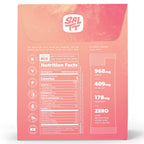 SALTT Fruit Variety Electrolyte Drink Mix - 15 Sticks with nutrition facts and electrolyte content on coral pink packaging