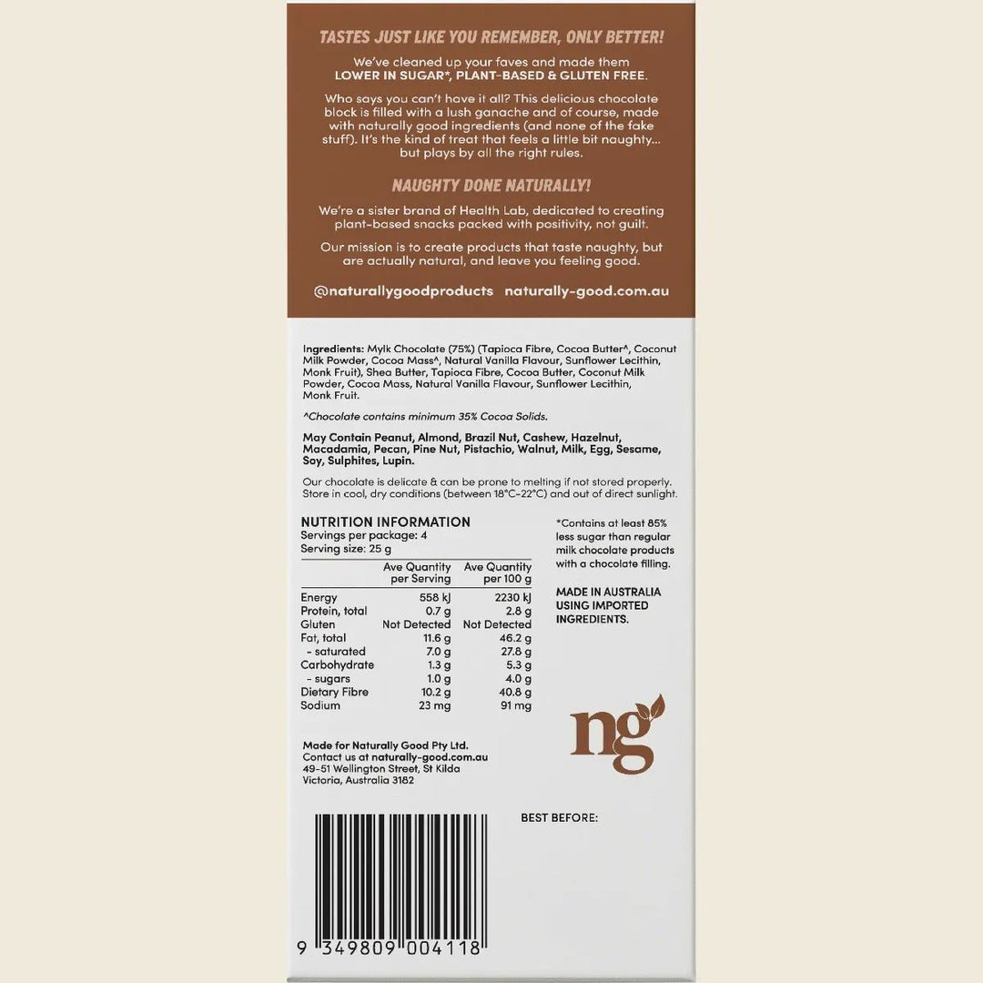 Ganache Filled Chocolate Block - 100g - Love Low Carb
