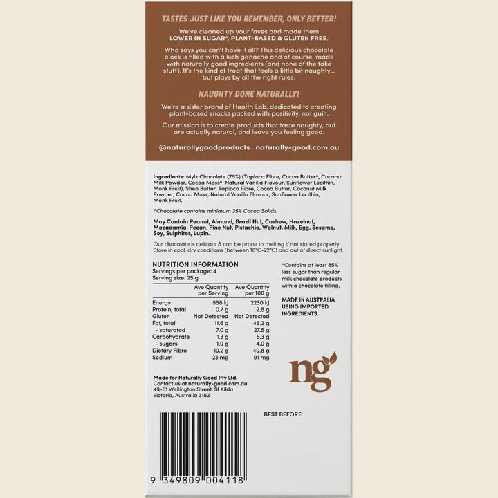 Ganache Filled Chocolate Block - 100g - Love Low Carb