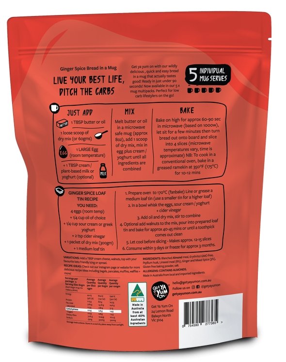 Ginger Spice - Bread In A Mug - Value Pack - Love Low Carb