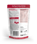 Back of Golden Monkfruit Sweetener packaging by Lakanto showing nutrition facts, usage details, and product story.