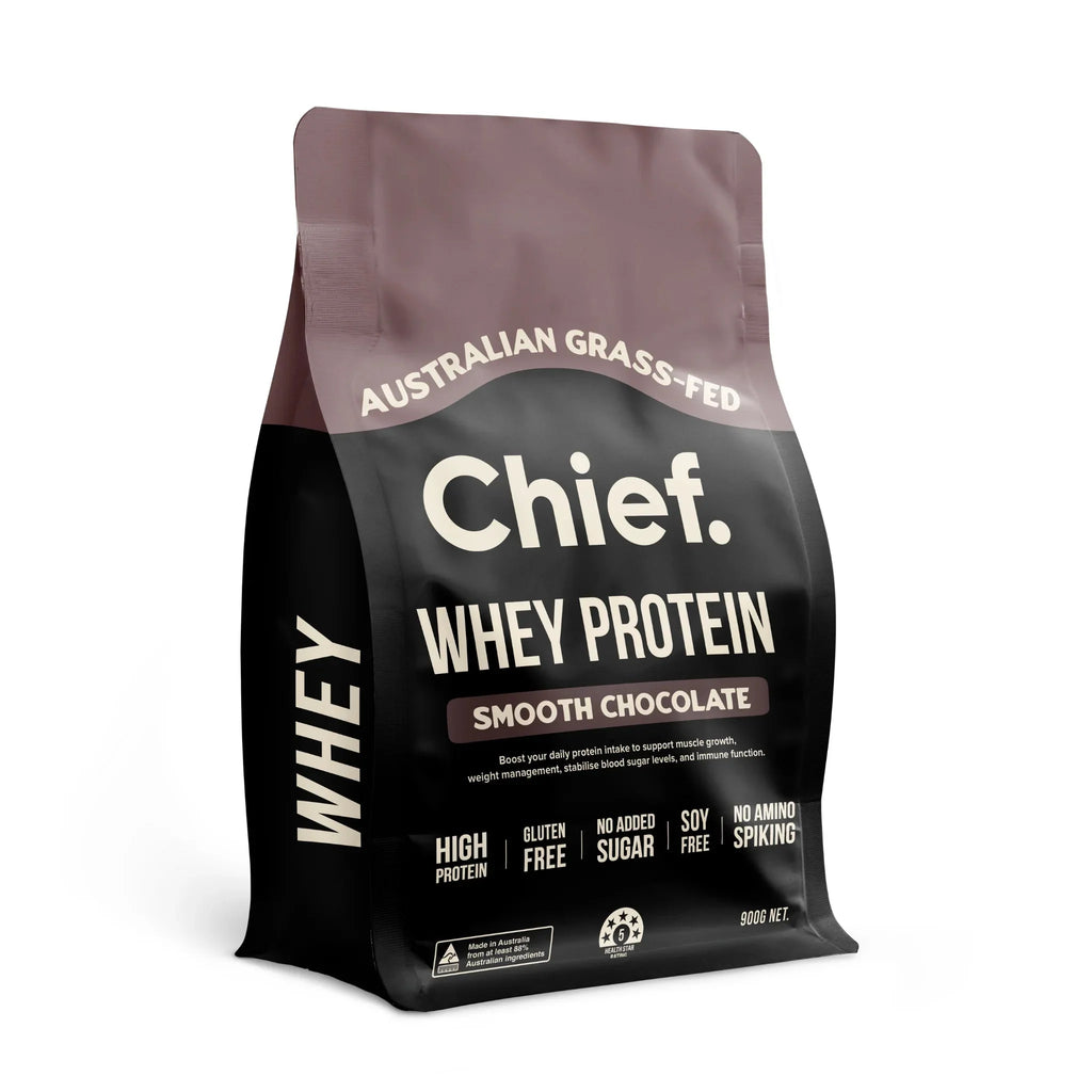 Grass-fed Whey Protein Powder - Smooth Chocolate - 900g by Chief in Protein & Collagen and Low Carb collections