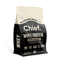 Grass-fed Whey Protein Powder - Unflavoured - 900g by Chief in black and beige packaging, high protein, gluten and sugar free