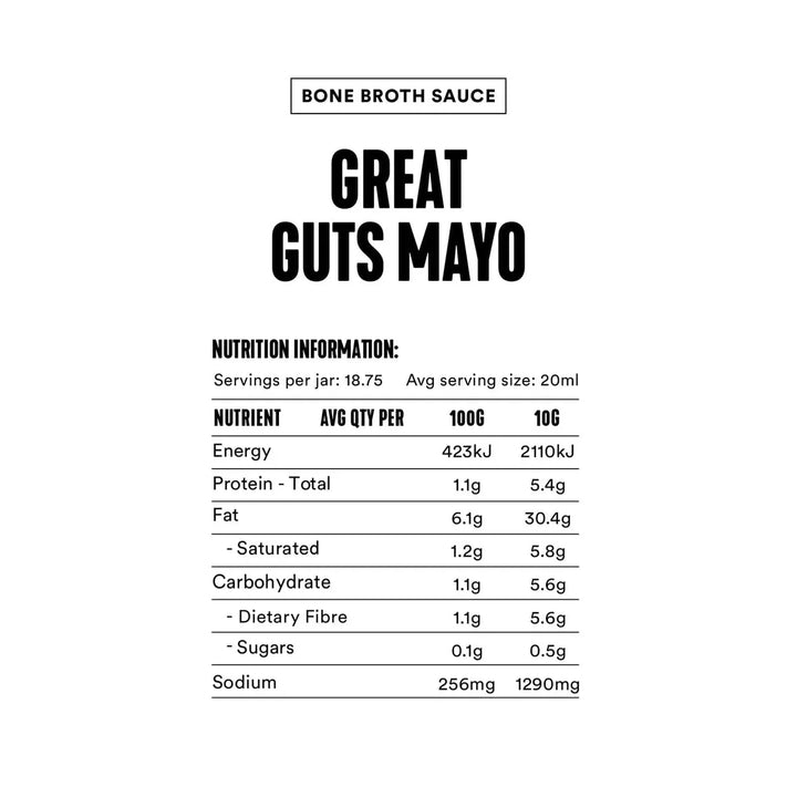 Great Guts Mayo - Bone Broth Sauce - 200ml Pouch - Love Low Carb