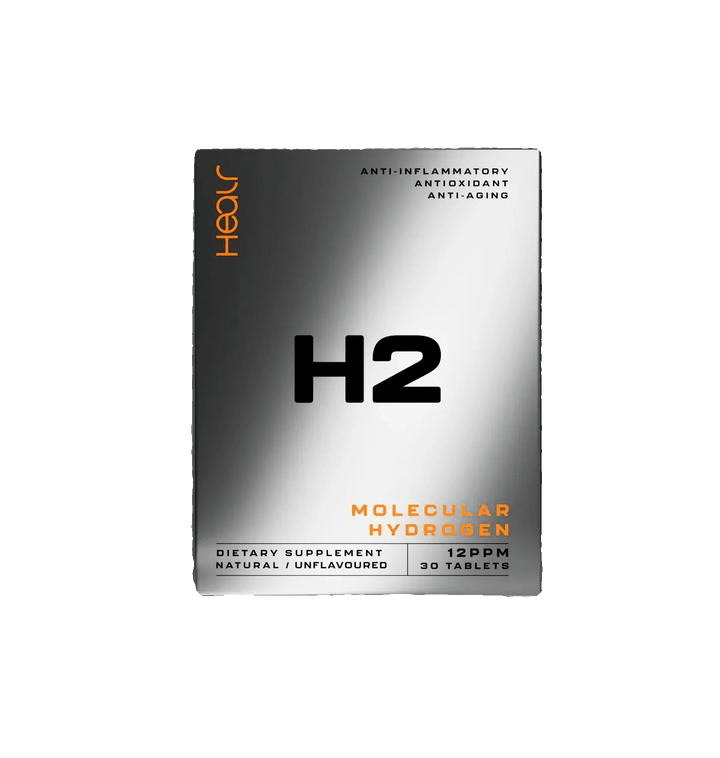 H2 Hydrogen Water - Unflavoured - 30 Tablets by Healr, natural molecular hydrogen supplement in sleek silver packaging