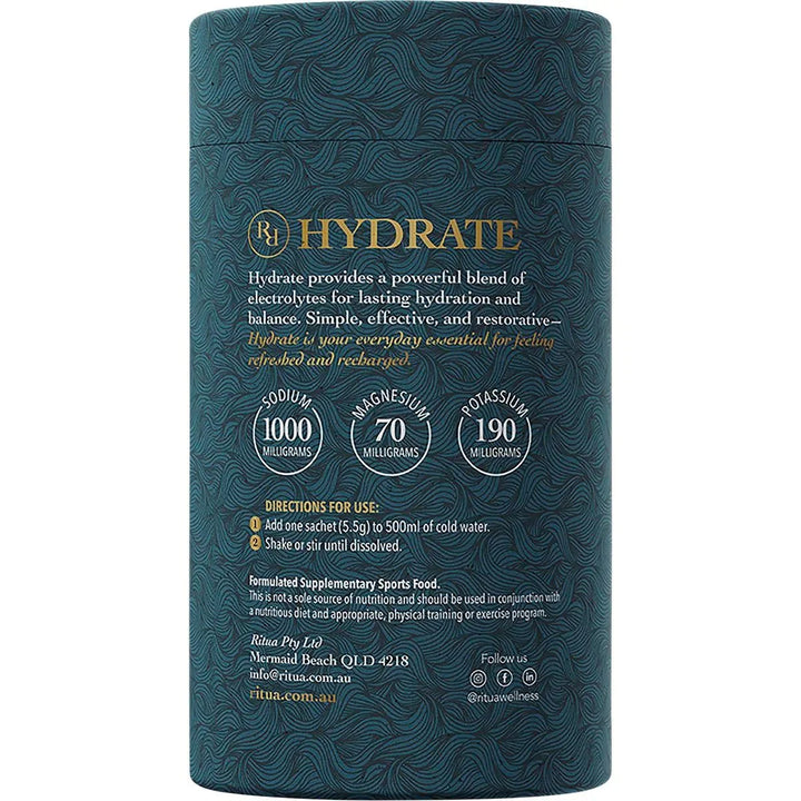 Hydrate - Berry - 30 Pack by Ritua in teal packaging with electrolyte info, part of Drinks and Low Carb collections